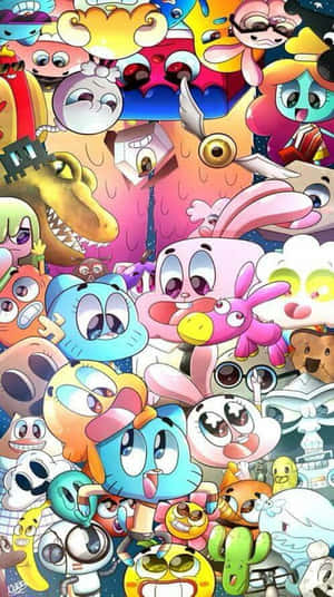 密集的卡通人物集合，大眼睛，表情俏皮。 — Gumball 壁紙