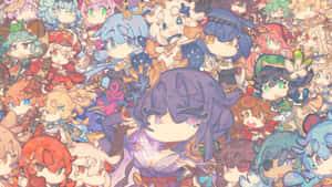 一群穿著色彩繽紛服裝的動漫Q版角色，氣氛歡樂。 — 東京喰種角色 壁紙