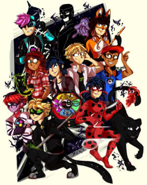 Miraculous Ladybug 和她的超級英雄團隊以色彩繽紛的動作姿勢亮相。 — 超人特工隊 壁紙