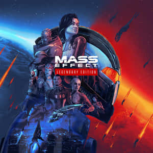 Mass Effect Legendary Edition 封面藝術，包含太空戰鬥場景中的多樣角色。 — 質量效應 壁紙