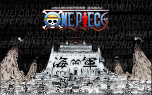 One Piece 馬林福特篇 要塞 船隻 山脈 陰暗天空 — 16:10 壁紙