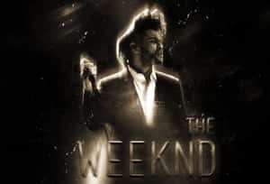 The Weeknd 在舞台上表演，帶有發光燈光效果。