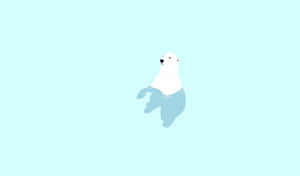 一隻風格化的北極熊漂浮在淺藍色空間中。 — 北極熊 GIF 壁紙