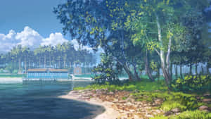 動漫風湖景背景 — 湖景 壁紙