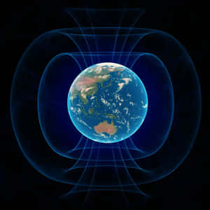 太空中帶有發光磁場線的地球 — 動態 壁紙