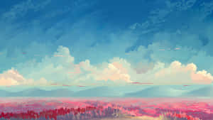 動漫風田園雲景背景 — 唯美雲朵動態 壁紙