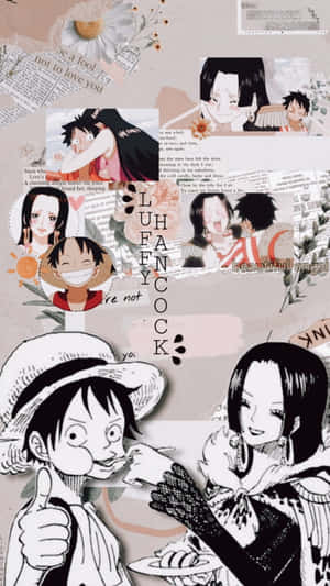 動漫拼貼畫， featuring One Piece角色、語錄和粉彩調的花朵。 — 動漫打鬥 壁紙