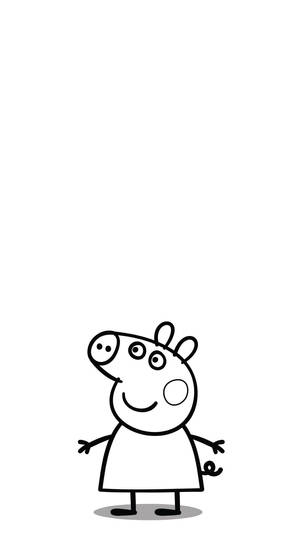 Peppa Pig卡通角色微笑並張開雙臂。 — 黑白 壁紙
