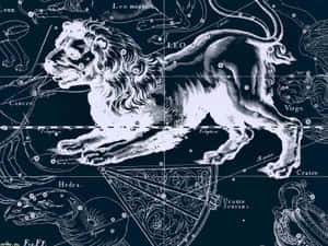 復古天體圖，以華麗的星點連接突出獅子座。 — 獅子王 GIF 壁紙