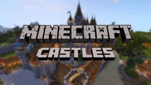 Minecraft城堡，方塊狀塔樓和石牆，清澈藍天下。 — 城堡 壁紙