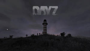 喪屍在月光照耀的天空下，夜間爬向燈塔。 — Dayz GIF 壁紙