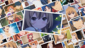 動漫角色拼貼，展示一位灰髮微笑女孩靠近聖誕樹。 — 可愛動漫頭像gif 壁紙