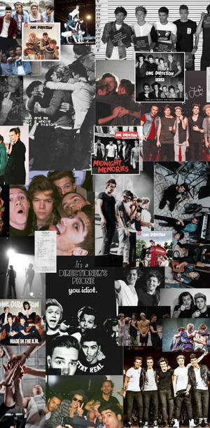 One Direction 粉絲拼貼，包含照片、專輯封面和團體照。 — 美學拼貼 壁紙