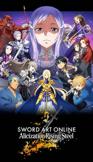 來自《刀劍神域 Alicization Rising Steel》的動漫角色在奇幻場景中手持劍。 — Huawei Pura X View 壁紙