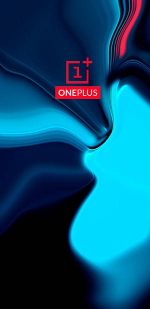 帶有OnePlus標誌的抽象藍色和紅色流體設計 — OnePlus 壁紙