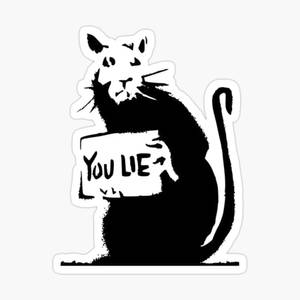 一隻黑色老鼠拿著寫著「YOU LIE」的標牌 — 塗鴉 壁紙