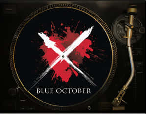 帶有紅白潑濺設計和「Blue October」文字的唱盤。 — AMOLED 壁紙