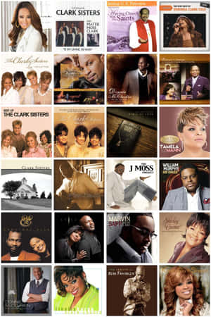 福音音樂專輯封面，包括 The Clark Sisters 和 Kirk Franklin 等藝術家。 — 音樂美學 壁紙