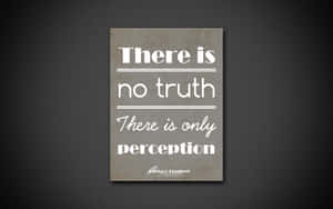 一張灰色紋理海報，在深灰色牆壁上，白色文字寫着 'There is no truth There is only perception'。 — 幻覺 壁紙