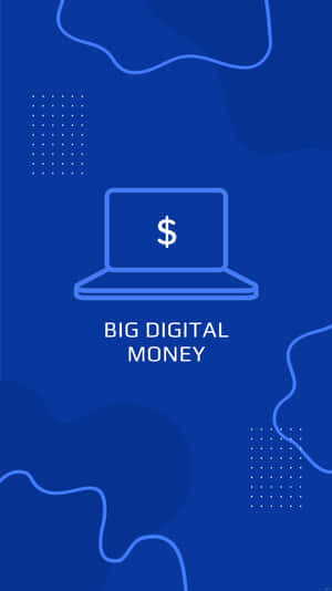 藍色背景上帶有美元符號和文字「big digital money」的筆記型電腦圖示。 — 加密貨幣 壁紙