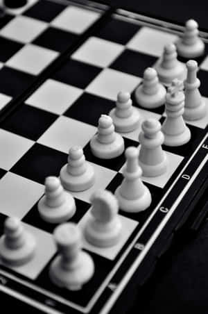 淺景深棋盤上的黑白國際象棋棋子。 — POCO Pad 壁紙