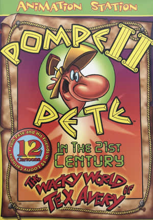 21世紀的Pompeii Pete卡通海報，特色是一個紅色角色和醒目的彩色文字。 — iPad Pro 11 壁紙