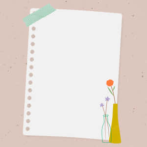空白筆記本頁面，花瓶插花，用膠帶貼在紋理背景上。 — iPad (A16) 壁紙