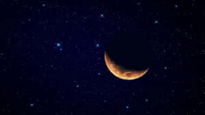 帶有發光邊緣的新月與星空 — 月色夜空 壁紙