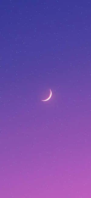 一彎月牙在紫色和藍色的星空夜空中閃耀。 — 紫色 iPhone 壁紙