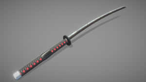 一把日本武士刀，在灰色背景上有紅色菱形裝飾。 — 寵物小精靈 劍與盾 壁紙