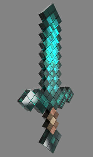 Minecraft 風格的像素化鑽石劍，帶有木製手柄。 — Galaxy Tab A11 壁紙