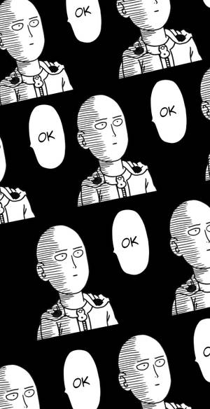 來自《一拳超人》的埼玉在漫畫面板中重複說「OK」。