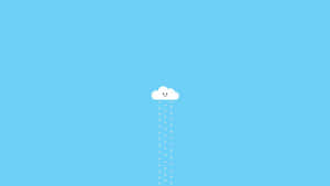 一朵微笑的雲朵在淺藍色背景上落下點狀雨滴。 — 極簡美學 壁紙