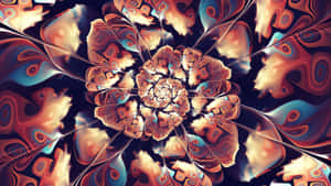 鮮豔的分形花，帶有旋轉的花瓣，在黑暗背景下發光。 — 碎形動畫 壁紙