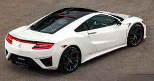 白色Acura NSX跑車，帶有黑色輪圈和紅色尾燈，停在瀝青路面上。 — 本田 壁紙