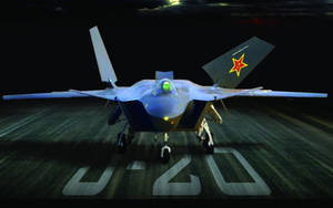 帶有紅色星徽的隱形戰鬥機在夜間跑道上 — 軍事動圖 壁紙