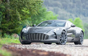 森林環境中碎石路上的銀色Aston Martin — Steam Deck 壁紙