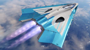 未來感噴射機帶住發光引擎飛越地球。 — 5120x2880 壁紙