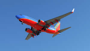 西南航空飛機在晴朗的藍天中飛行，起落架伸出。 — 微軟模擬飛行 壁紙