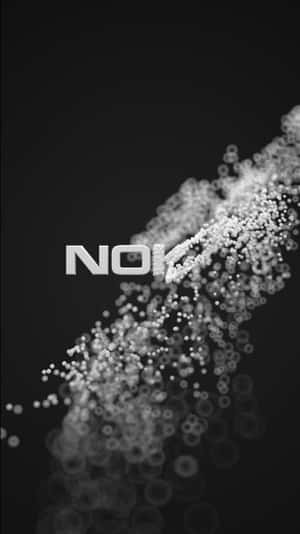 抽象數位藝術，發光的白色粒子在黑色背景上形成NOIZ這個詞。 — 銀河手機 壁紙