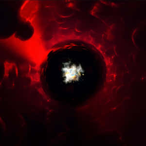 紅色宇宙隧道盡頭的一個發光星爆。 — 幻覺 壁紙