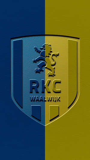 RKCVaalwijk足球會徽章，在藍色和金色背景上有獅子標誌。 — 9:16 壁紙