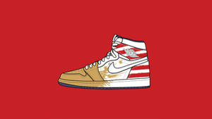 一雙紅、白、金色的運動鞋，帶有Nike標誌和Air Jordan品牌。 — Air Jordan GIF 壁紙