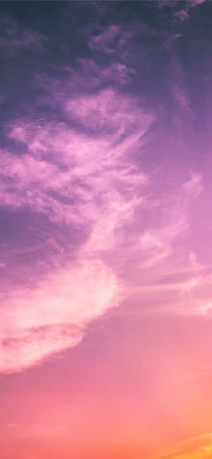 日落時分，天空呈現紫色、粉紅色和橙色的色彩，並有薄雲點綴。 — 淺紫色動態圖片 壁紙