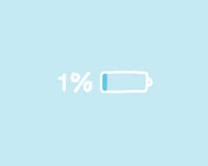 一個低電量圖標，在淺藍色背景上顯示剩餘1%的電量。 — 藍色 壁紙