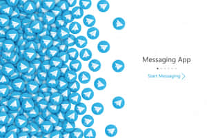 藍色 Telegram 應用程式圖示以對角線流動，帶有「Messaging App」文字。 — MacBook 壁紙