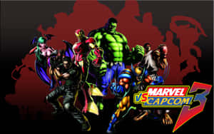 Marvel vs Capcom 3 遊戲封面，展示變形俠醫、鐵甲奇俠及其他角色擺出戰鬥姿態。 — 漫威超級英雄 壁紙