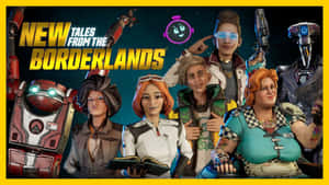 來自《New Tales from the Borderlands》的角色，配備武器和機械人。 — 無主之地2 壁紙