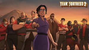 Team Fortress 2 角色在沙漠中夕陽下擺姿勢。 — 蒸氣龐克 壁紙