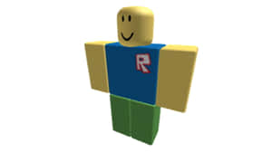Roblox頭像，黃色頭，藍色衫，綠色褲，紅色R標誌
